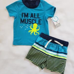 New Carters Boys 2pc Swim Shirt and Shorts 6m